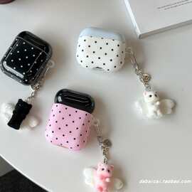 ins韩系撞色波点猫咪适用airpods4耳机套pro二代airpodspro2保护
