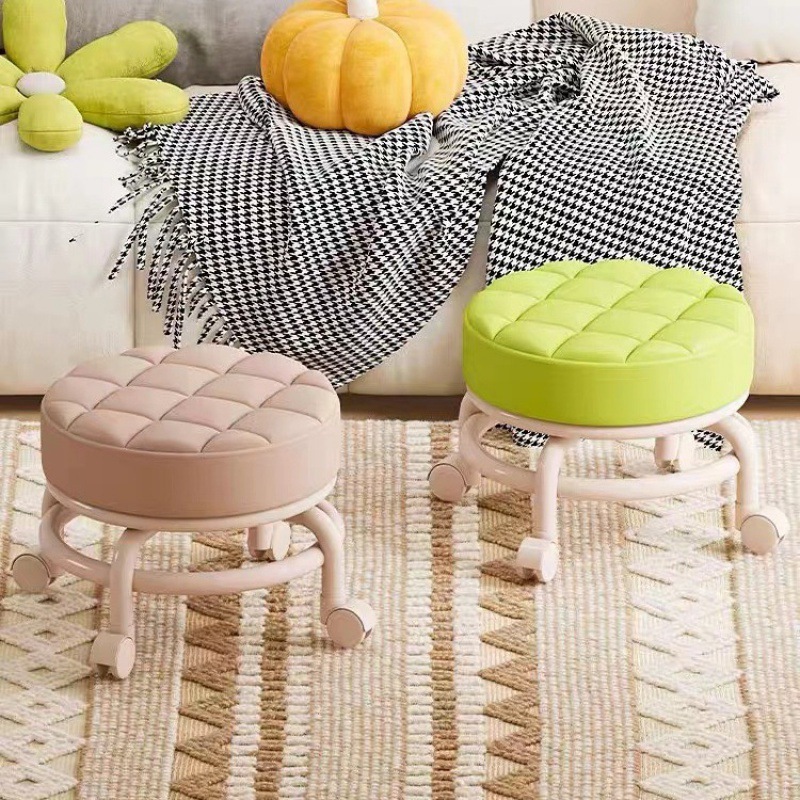 Roller Low Bench Swivel Wheel Small Bench with Wheels Children's Learning Step Bench Beauty Sealing Chair Round Bench Stool Baby Care Tool 