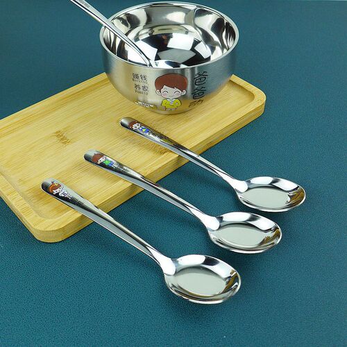 304 stainless steel parent-child spoon children's cartoon small spoon cute family spoon baby eating spoon