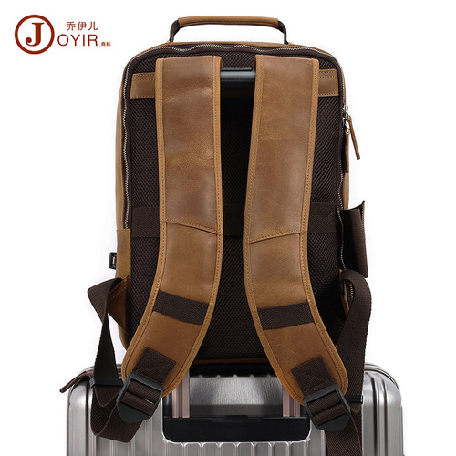 New genuine leather shoulder bag for men 15.6 inch retro computer bag mad cow leather large capacity travel shoulder bag for men 