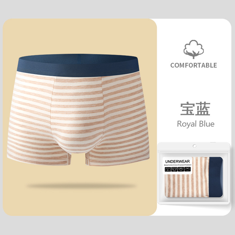 Otoño y invierno nuevo algodón de color de piel sin impresión y teñido rayas de color sólido pantalones de hombre algodón de cintura media pantalones de ropa interior transpirables adolescentes