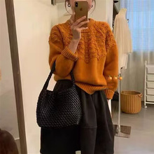 超好看钩花镂空针织衫女2025秋冬新款韩版胖mm奶呼呼软糯加厚毛衣