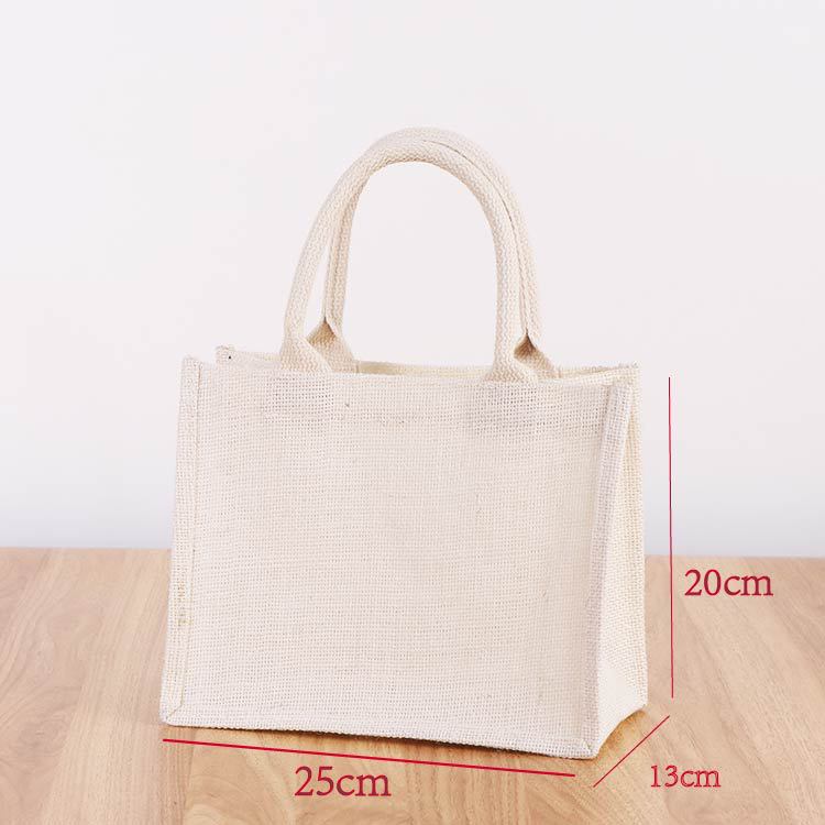 Bolsa de compras MUJI de lino blanco personalizada, bolsa de yute, bolsa de compras portátil, bolsa de almacenamiento, libro rojo pequeño con el mismo estilo