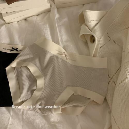 Modal comfortable mid-waist women's summer girls' threaded cotton pure cotton crotch seamless breathable Japanese girls' briefs