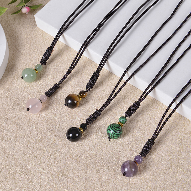 9g Weight Necklace Classification Natural Stone, Glass Bead Chain Material Ethnic Style Geometric Malachite Tiger Eye Obsidian Necklace 1 Piece