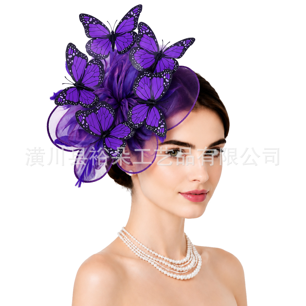 European and American style artificial butterfly headpiece, organza flower headband, headwear for tea parties, dances, horse racing festivals, and small top hats