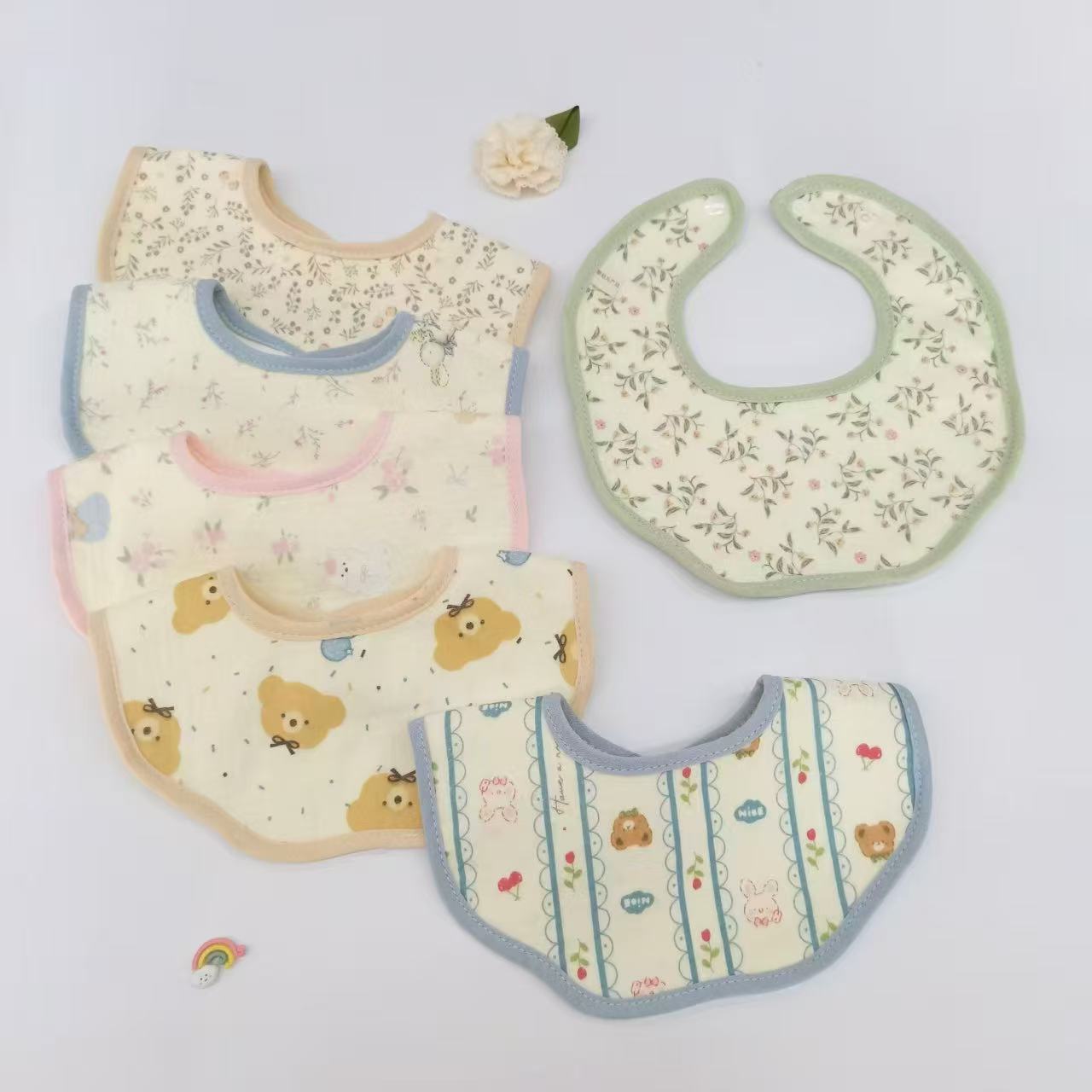 Newborn Baby Bib 360 Saliva Towel Bean Cotton Baby Waterproof Bib Rice Pocket Baby Anti-Spitting Mouth Towel