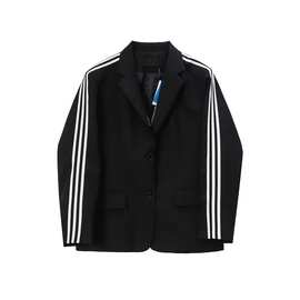 欧美商务休闲百搭Ba三道杠西装西服外套平替现货跨境欧货撞色设计