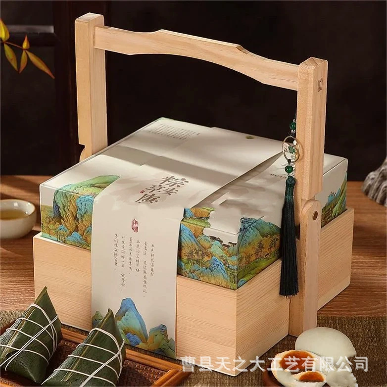 Подарочная коробка для фестиваля лодок-драконов из цельного дерева