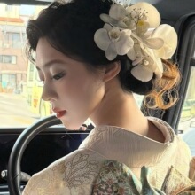 超仙纯欲白色蝴蝶兰发夹甜美高级感新中式仿真花朵侧边夹新娘发饰