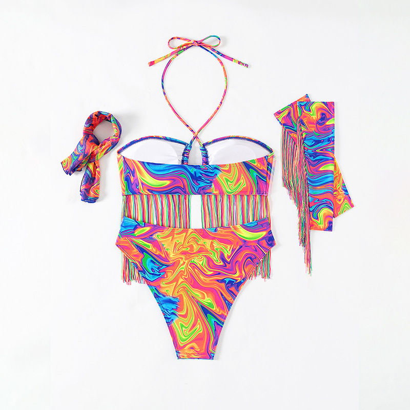 Front of bikini set showing swirl print