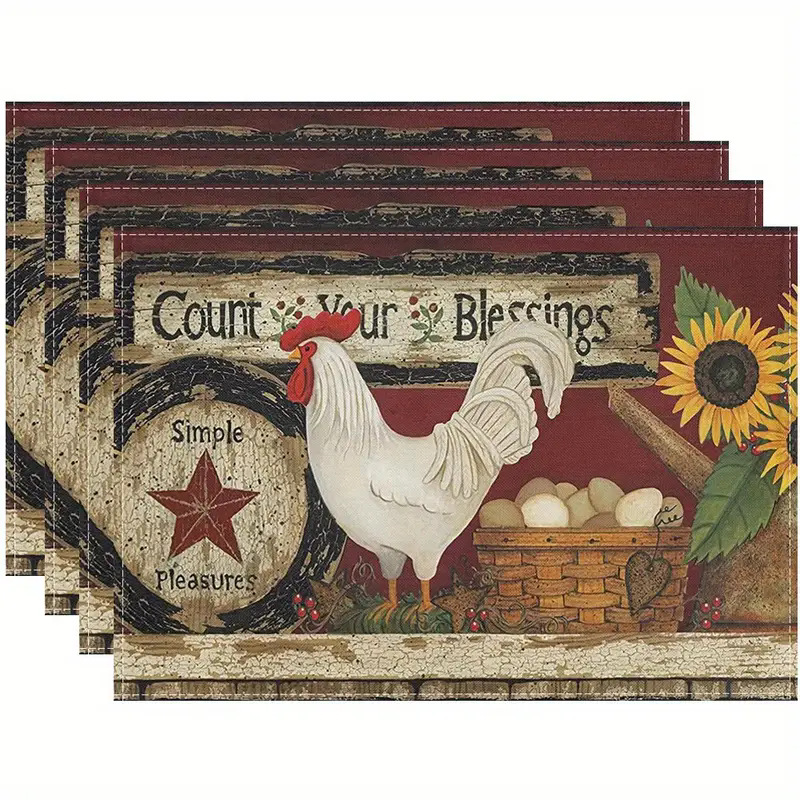 Transfronterizos lino almohadilla de mesa Aliexpress TEMU Amazon almohadilla de mesa cuadrada búfalo rojo almohadilla de Navidad Día de la Independencia