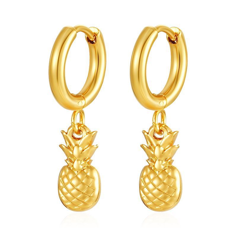 Pendientes colgantes de moda transfronteriza europea y americana, aretes redondos de acero inoxidable de todo fósforo, pendientes simples para mujer de 18K chapados al por mayor