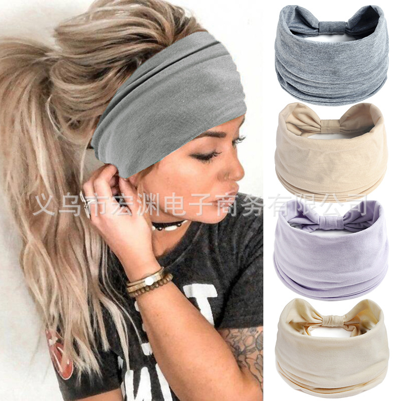 Yoga europeo y americano lavar la cara correa de cabello para mujeres cubrir el borde amplio turbante de cabello blanco protector de cabello transpirable frente cubierta banda de cabello absorción de sudor