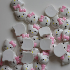 KT貓頭diy樹脂配件 兒童髮飾品手工皮筋材料diy滴膠手機殼配件