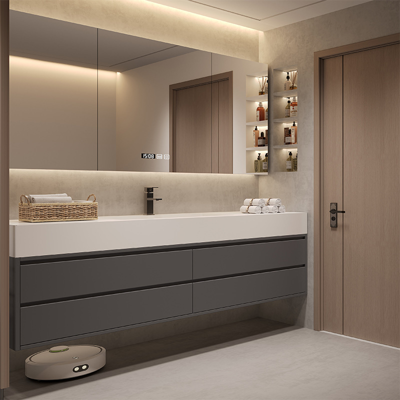 Slate Seamless Ceramic Integrated Basin Bathroom Cabinet Combination Modern Bathroom Sink Washbasin Washstand Bathroom