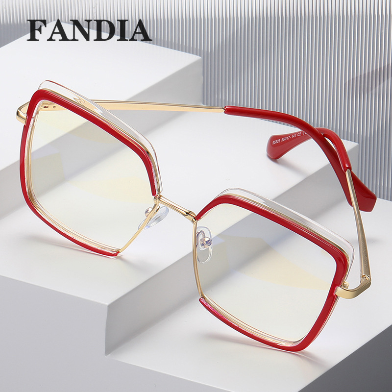 95823 Cruz-frontera de las mujeres Anti-azul claro europeo y americano ins moda TR90 llano gafas primavera pierna gafas marco