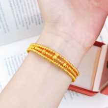 金店同款沙金爆款三线蹦迪珠碎金几两半镯链女时尚轻奢转运珠手环