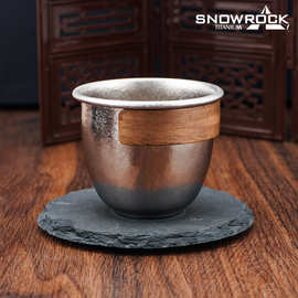 SNOW ROCK纯钛快客杯旅行功夫茶具套装便携复古风盖碗户外主人杯