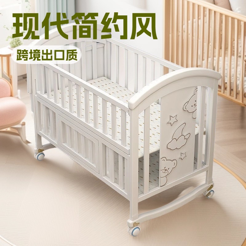 Baby Crib with Various Designs and Colors, Suitable for Sleeping Until the Age of 12, Large Space for Baby to Sleep Comfortably, Modular Bed Made of Pine Wood