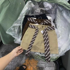 夏季新款小众设计感领带背带连体裤女韩系宽松显瘦阔腿短裤潮7013