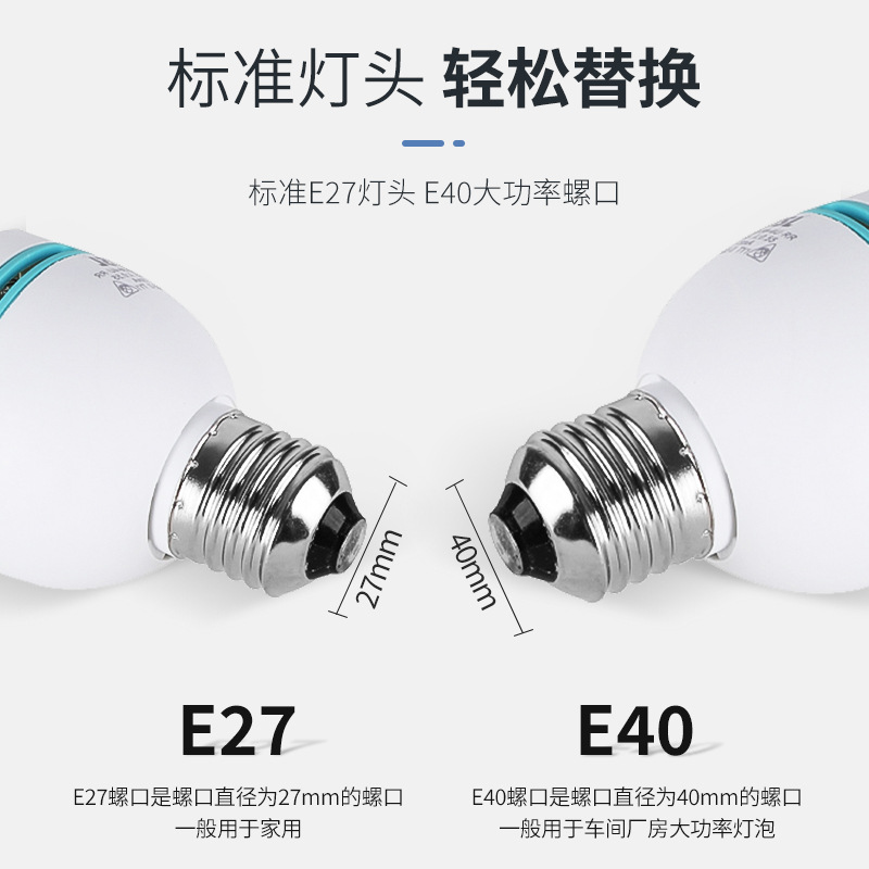 (2개) FSL 불산 조명 높은 전력 에너지 절약 전구 E27 스크류 공장 작업장 삼색 형광 튜브 도매