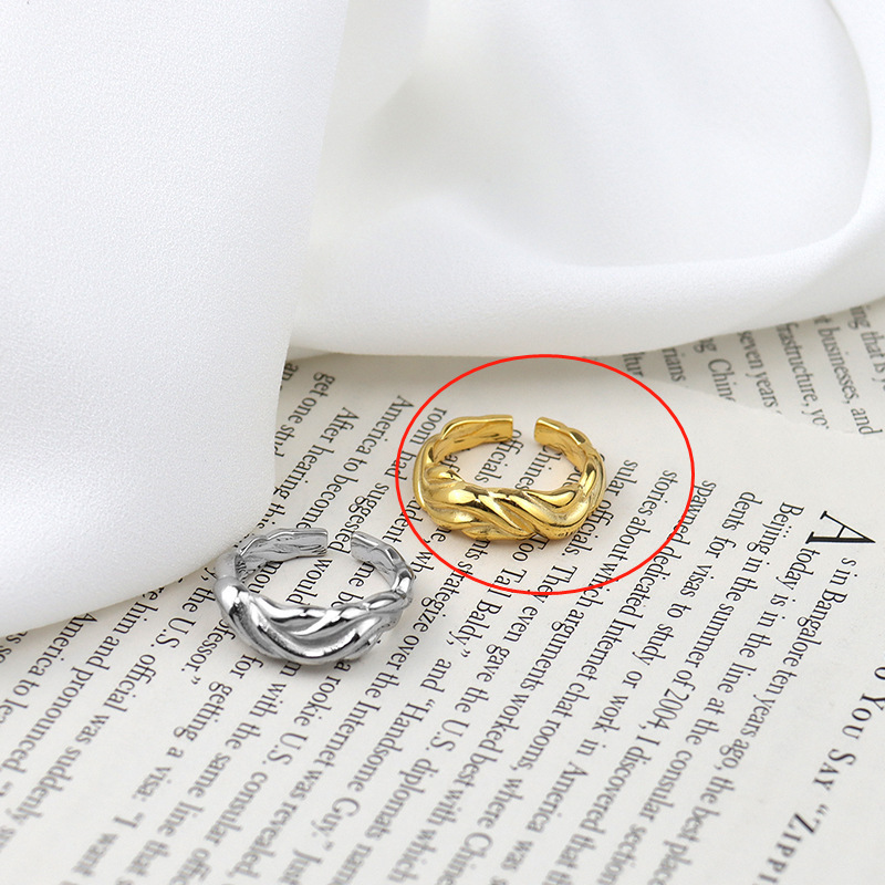 Korean fashion wave pattern index finger ring simple design geometric opening ring