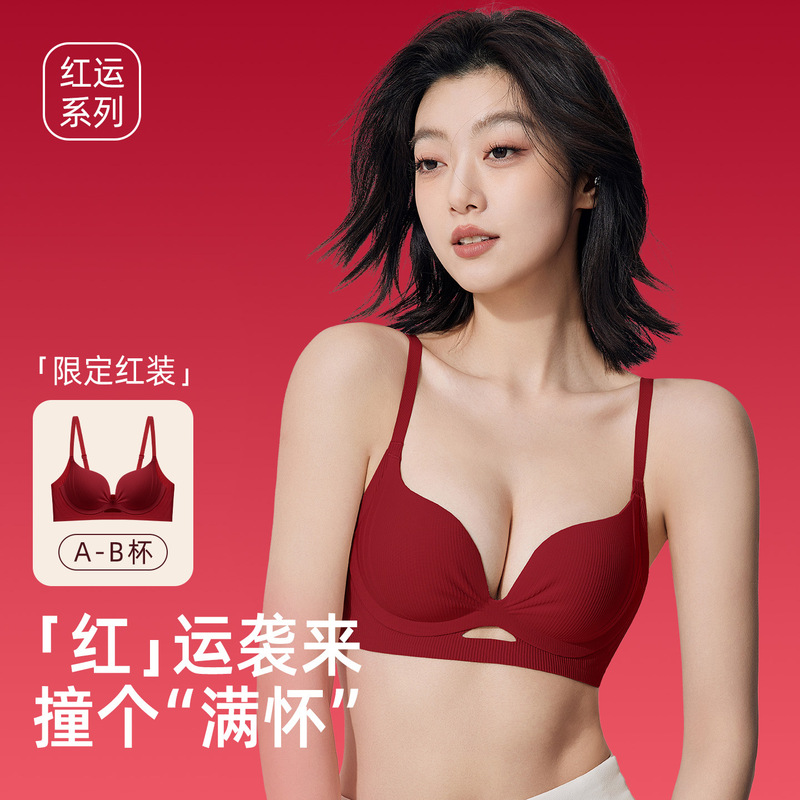 559 # Seamless Push-Up Pleated Cup Bra, Lifting and Supporting Cartoon Breasts, Soft Support for Small Breasts, One-Piece Bra