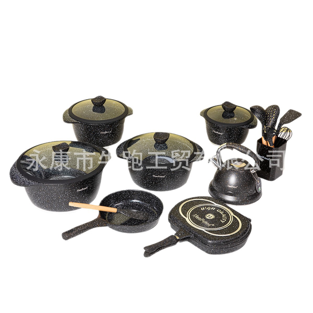 Juego de fundición a presión de Amazon transfronterizo 20pcs de acero inoxidable silbido hervidor de agua utensilios de cocina de silicona