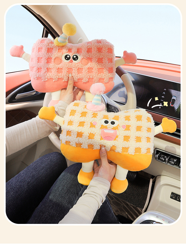 Cartoon car lumbar support, creative and cute car lumbar cushion for girls, car pillow and lumbar support, car interior accessories for women