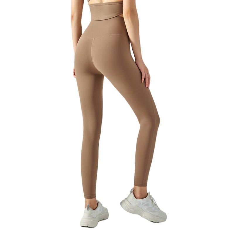 Ningbo Dashu Naked High Waist Abdomen Tucking Yoga Pants Double-sided Sanding Peach Hip-lifting Running Sports Tight Fitness Pants