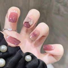 X049假指甲貼穿戴甲片指甲貼片葡萄愛心蝴蝶漸變甲片美甲貼片成品