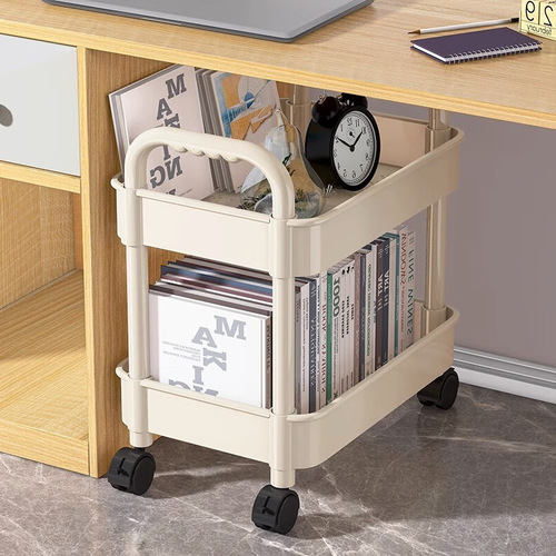 Small Storage Cart for Bedroom & Bathroom: Multi-Tiered Floor Rack for Snacks, Kitchen, and Mobile Baby Supplies Organizer