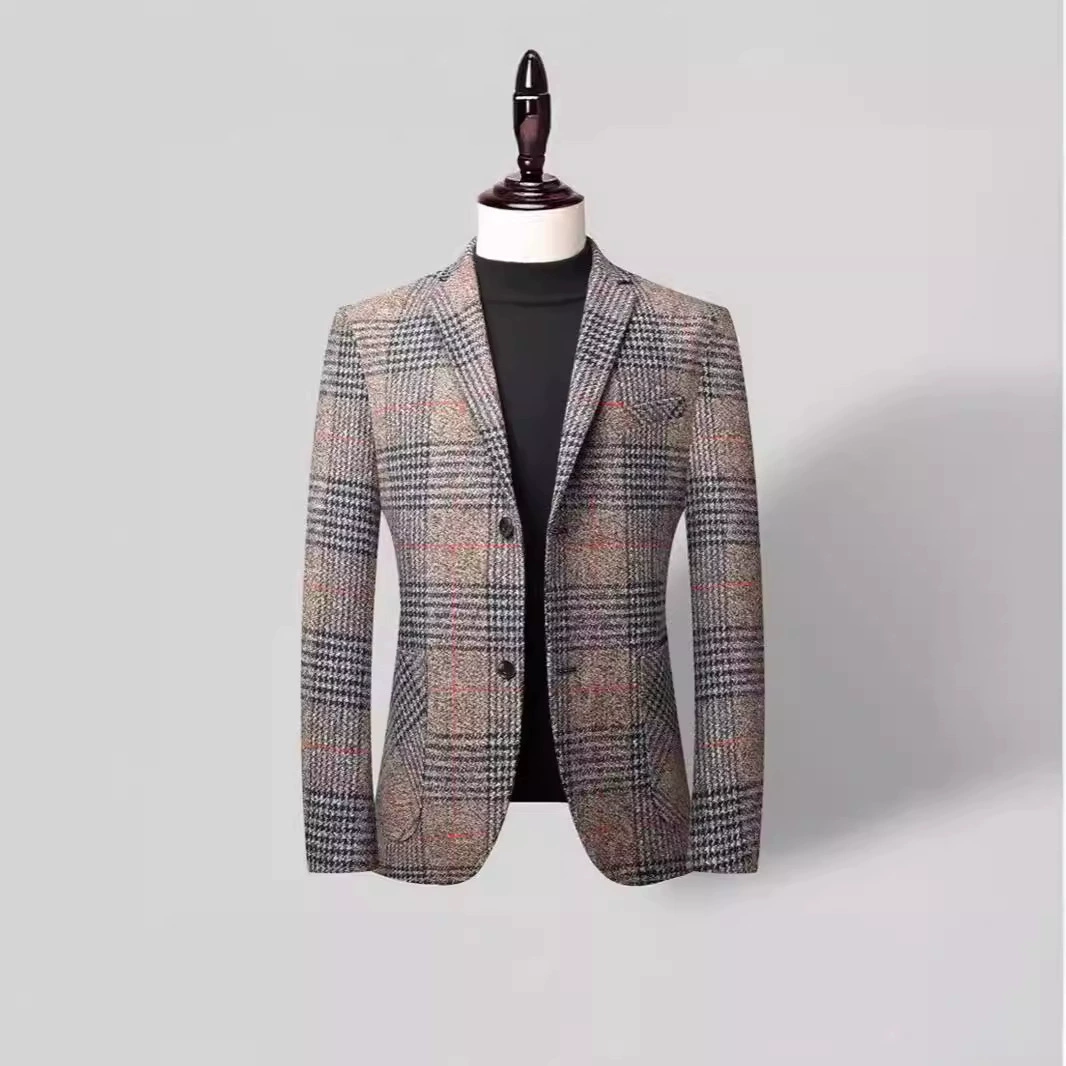 Новые мужские костюмы в клетку на осень-зиму 2025 года, мужские повседневные костюмы на экспорт, прямые поставки с фабрики, официальная одежда для джентльменов