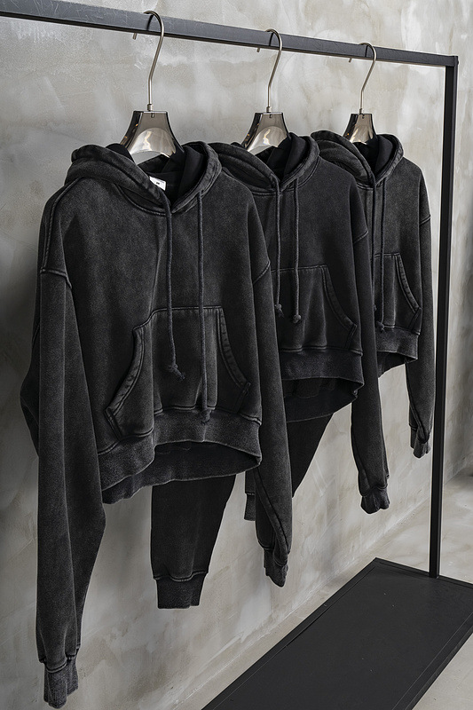 Title 2, Vintage Washed Plush Shorts Hooded Womens Sweater