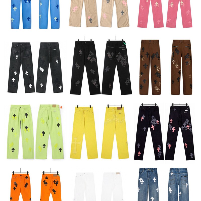 Ch Trendy Brand Pants Limited Edition Celebrity Style Flame Cross Embroidery Silver Embellishments Straight-Leg Vintage Washed Jeans Ch Trendy Brand Pants Limited Edition Celebrity Style Flame Cross Embroidery Silver Embellishments Straight-Leg Vintage Washed Jeans