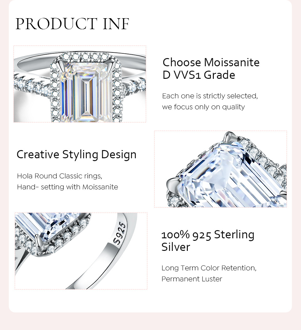 Lady Geometric Sterling Silver Gra Plating Inlay Moissanite Rings display picture 2