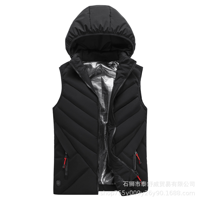 Chaleco de calefacción de invierno para parejas Sombrero desmontable de mujer Chaleco de calefacción eléctrica Chaleco de calefacción inteligente Chaqueta de punto