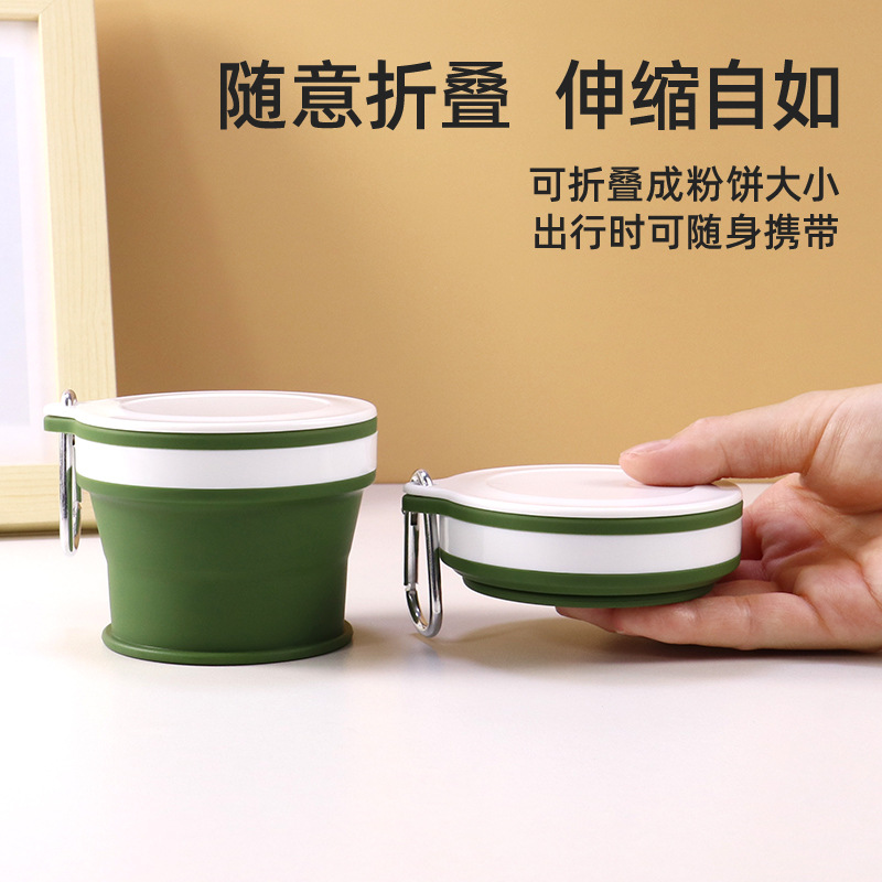 Nuevo producto de grado alimenticio silicona taza telescópica al aire libre taza de enjuague bucal plegable portátil mini taza de mano