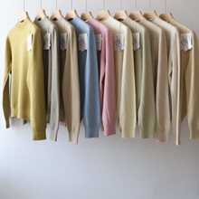 性价比跑量款无缝一体成型半高领兔绒包芯纱宽松针织打底衫女冬厚