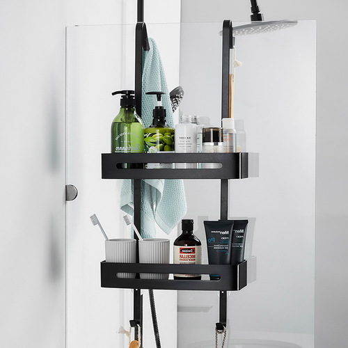 Shower Room No-Hole Shelf Bathroom Toilet Wall-Hanging Shower Room Hanging Basket Bathroom Washroom Hygiene Products Storage