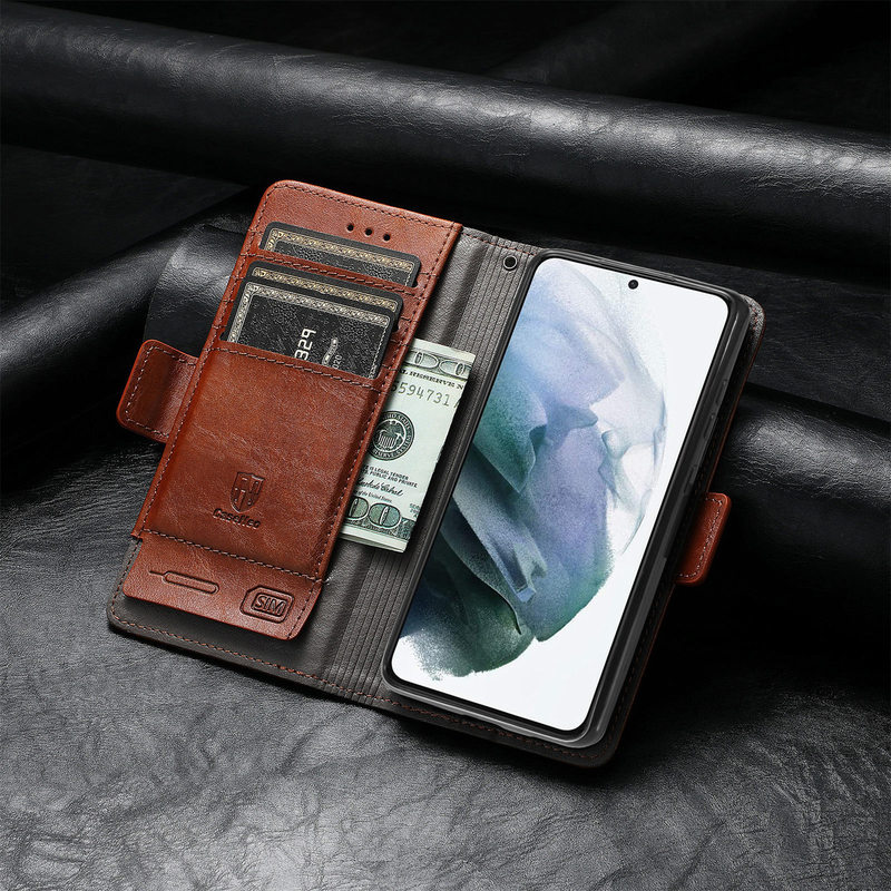 New Product for Samsung Galaxy S21 Fe Flip Phone Leather Case Business Anti-theft Brush Samsung Phone Case