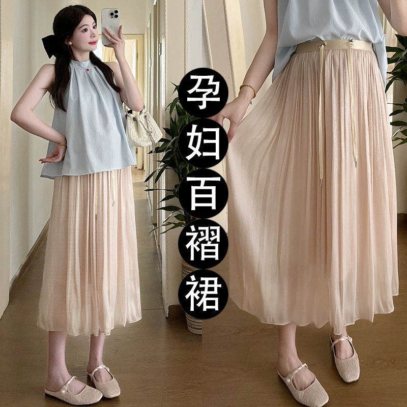 Реальный выстрел нового летнего легкого и роскошного стримера юбка средней и длинной талии юбка с высокой талией