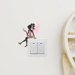尚易SPZ-KG142花仙子開關裝飾PVC牆貼自粘公主房臥室批發開關貼紙