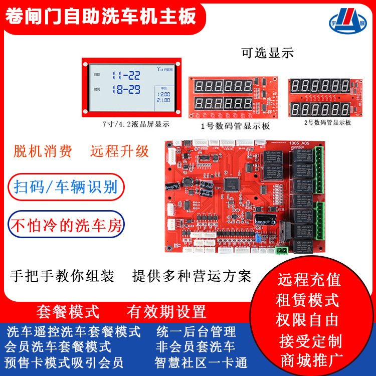 卷闸门自助洗车机主板系统远程操作后台刷ka扫手机扫码/车辆识