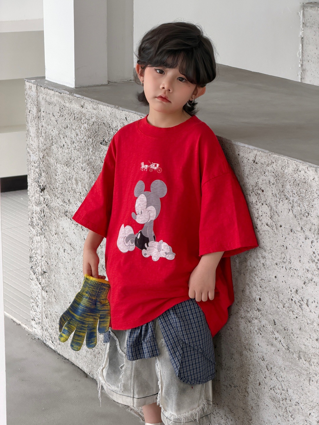 2026 summer short-sleeved boys and girls red fashionable tops trendy…