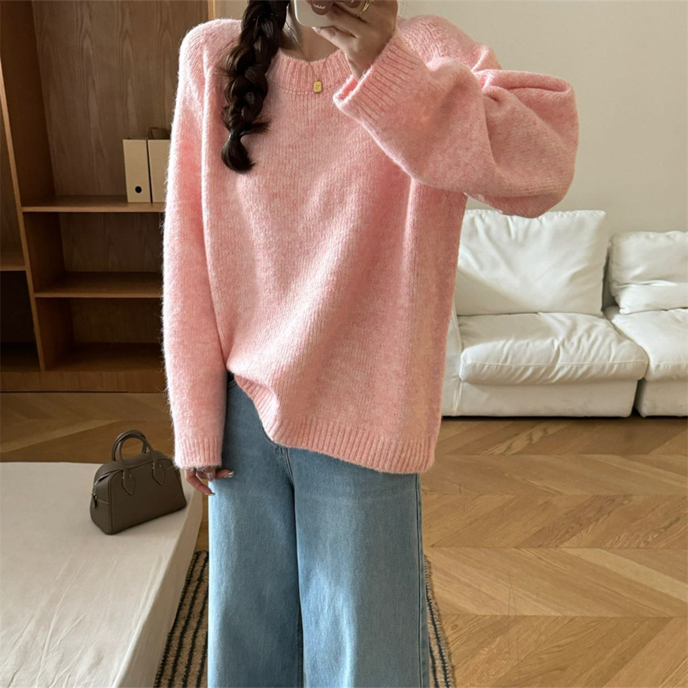 24 invierno Puyuan perezoso viento grueso suave glutinoso chaqueta suéter para mujeres otoño invierno nuevo estilo coreano ancho