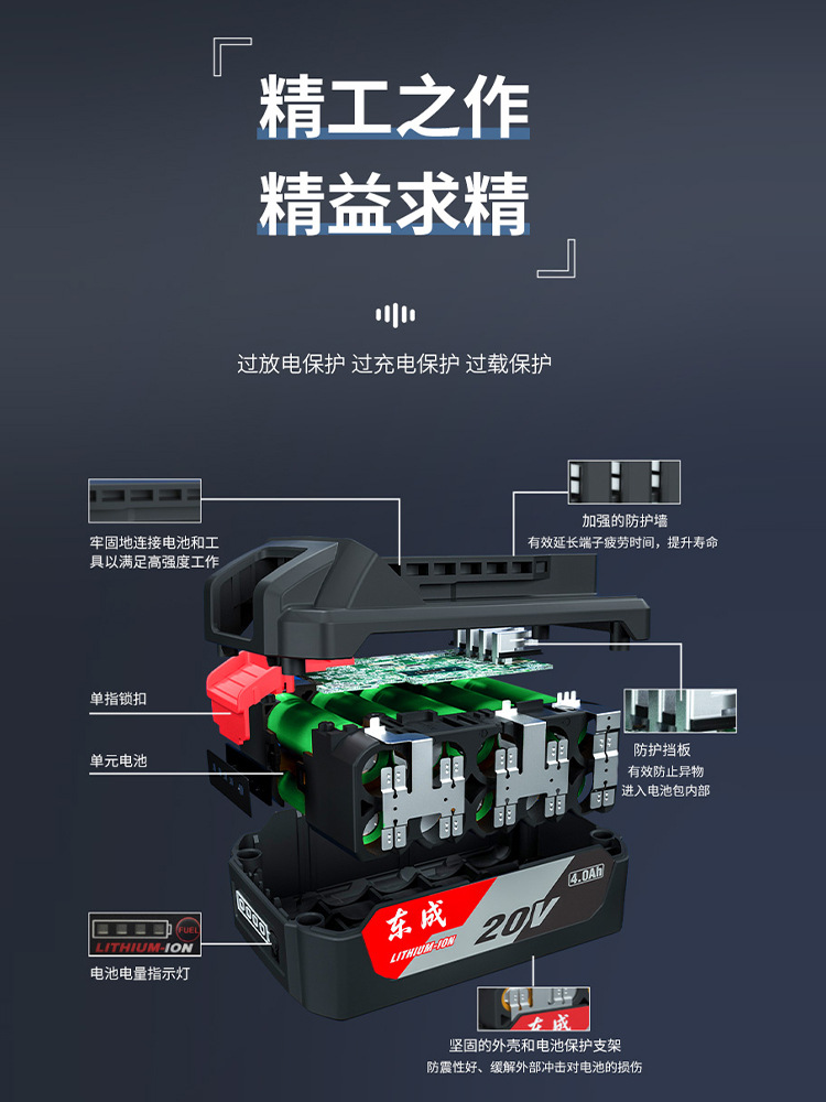 DONGCHENG 18V20V 리튬 배터리 충전기 DONGCHENG 전원 도구 렌치 앵글 그라인더 해머 원래 배터리