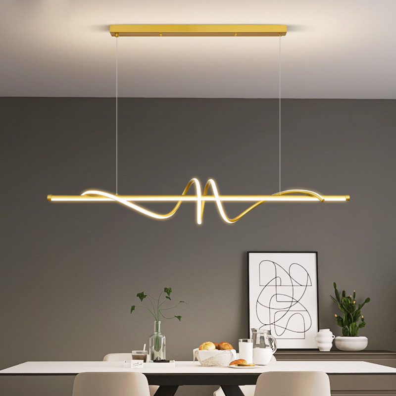 Diseñador de lámpara de restaurante 2024 nuevo estilo minimalista moderno bar una palabra larga mesa de comedor Zhongshan lámparas