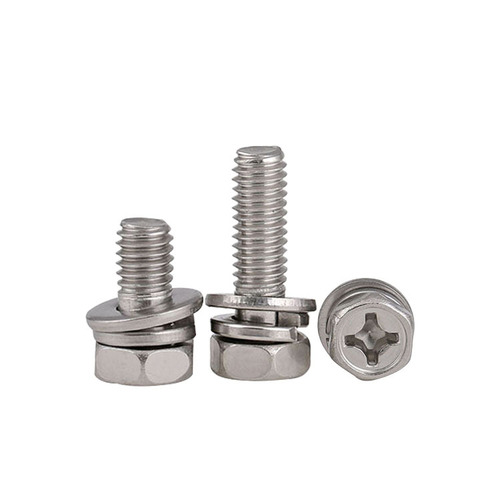 GB9074.13 Cross external hexagon combination screw 304 stainless steel external hexagon head three combination bolt M4-M10
